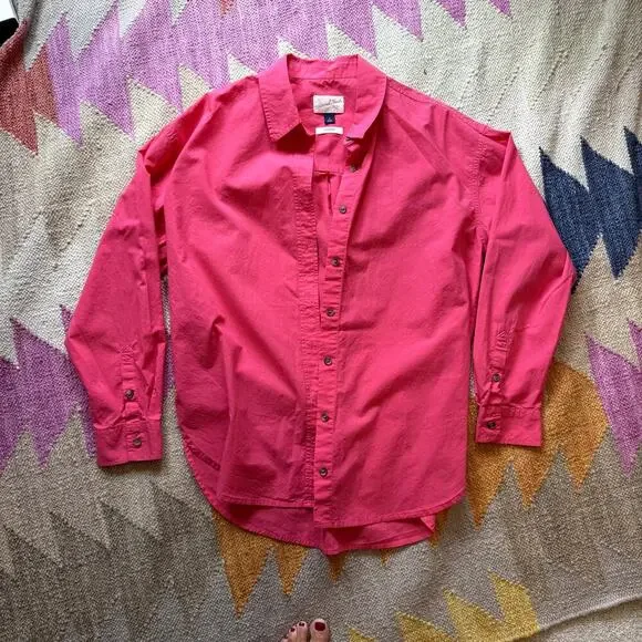 Women's Oversized Pink Button Down Blouse Size Small - Picture 4 of 5